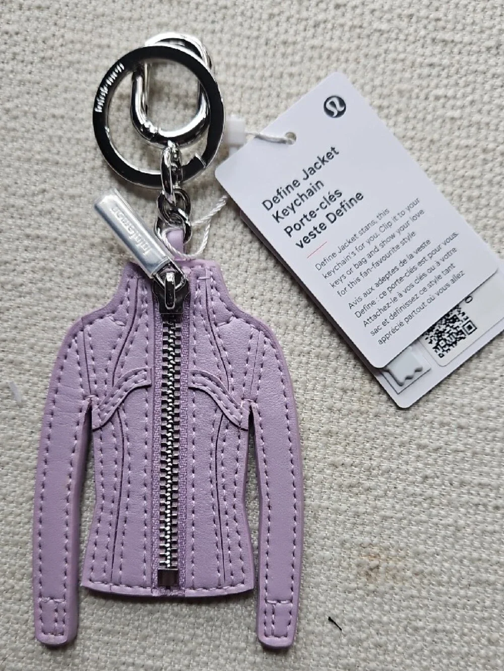 lululemon athletica Lavender Define Jacket Keychain Charm